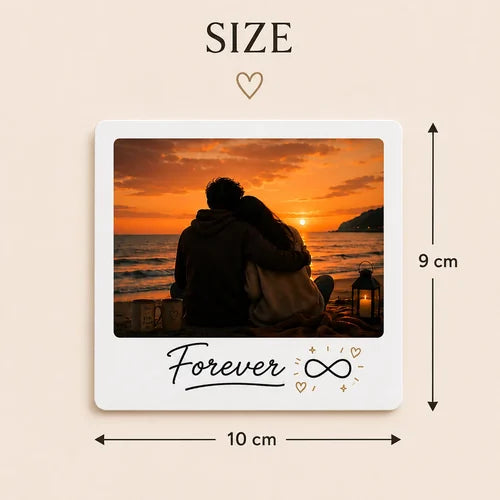 Each magnet measures 10 by 9 centimetres with an 8.9 by 7.2 centimetre photo