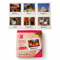 Pack of 6: personalised polaroid-style photo fridge magnets with the GiftMyWay box